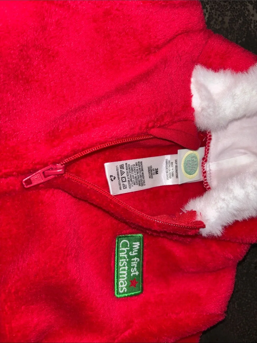 Little Me Red Santa Hooded One-Piece with Black Accents